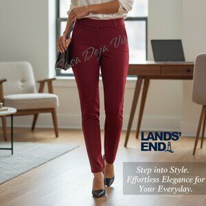 Land's End Cool Weather Sangria Red Smooth Finish Skinny Dress Pants